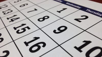 closeup of a calendar