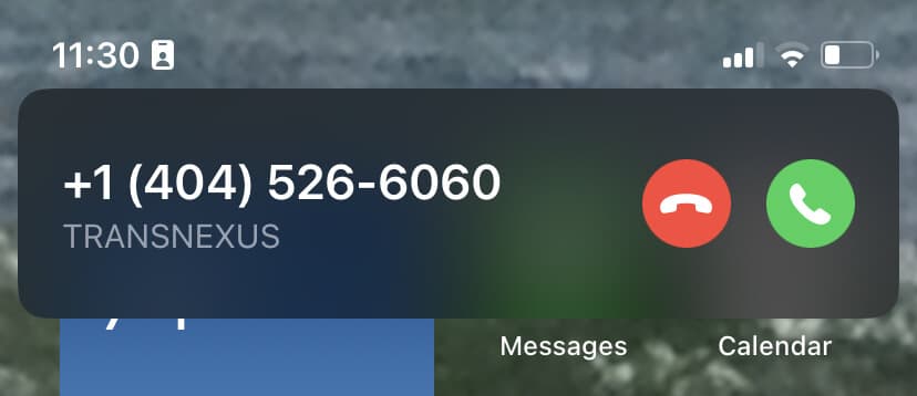 call answer screen with up-to-date brand name