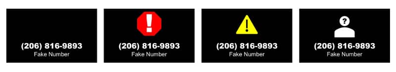 caller ID warning icon options