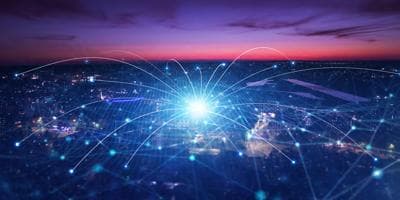 Network lights at dusk