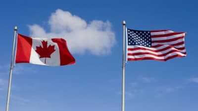 US and Canadian flags