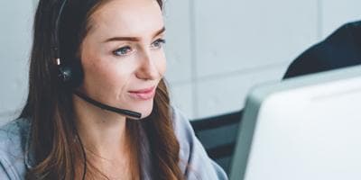 woman working at a call center